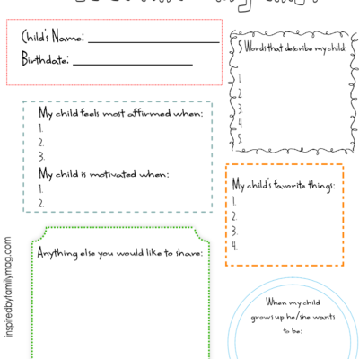 Get to Know My Child Printable