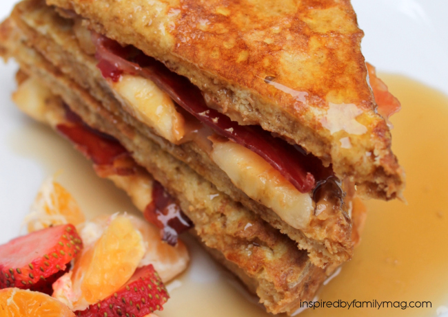 peanut butter, banana and bacon french toast sandwich