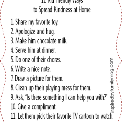 Kid Friendly Ways to Spread Kindness at Home {free printable}