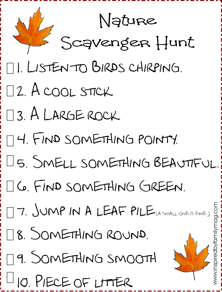 fall nature scavenger hunt