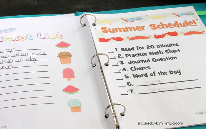 summer schedule printable