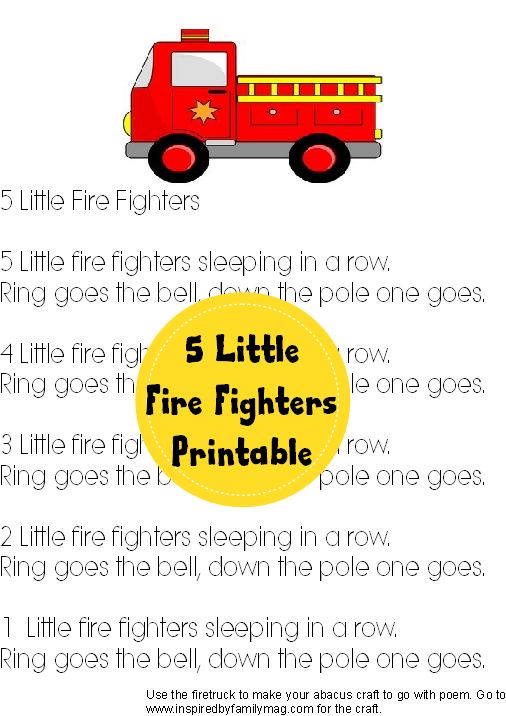 5 little fire fighters poem