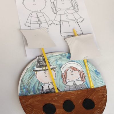 Thanksgiving Coloring Page and Mayflower Ship Craft