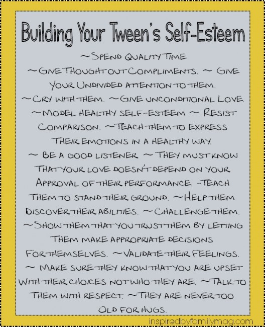 Self-Esteem: Activities for Building Your Tweens Self-Esteem - Inspired ...