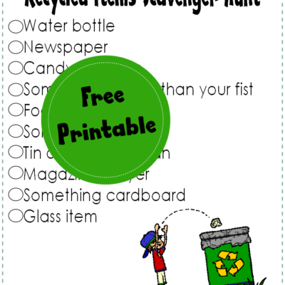 Recycled Items Scavenger Hunt Printable