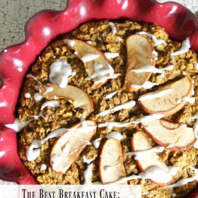 The Best Breakfast Cake: Pumpkin Oatmeal Bake with Maple Cream Cheese Glaze
